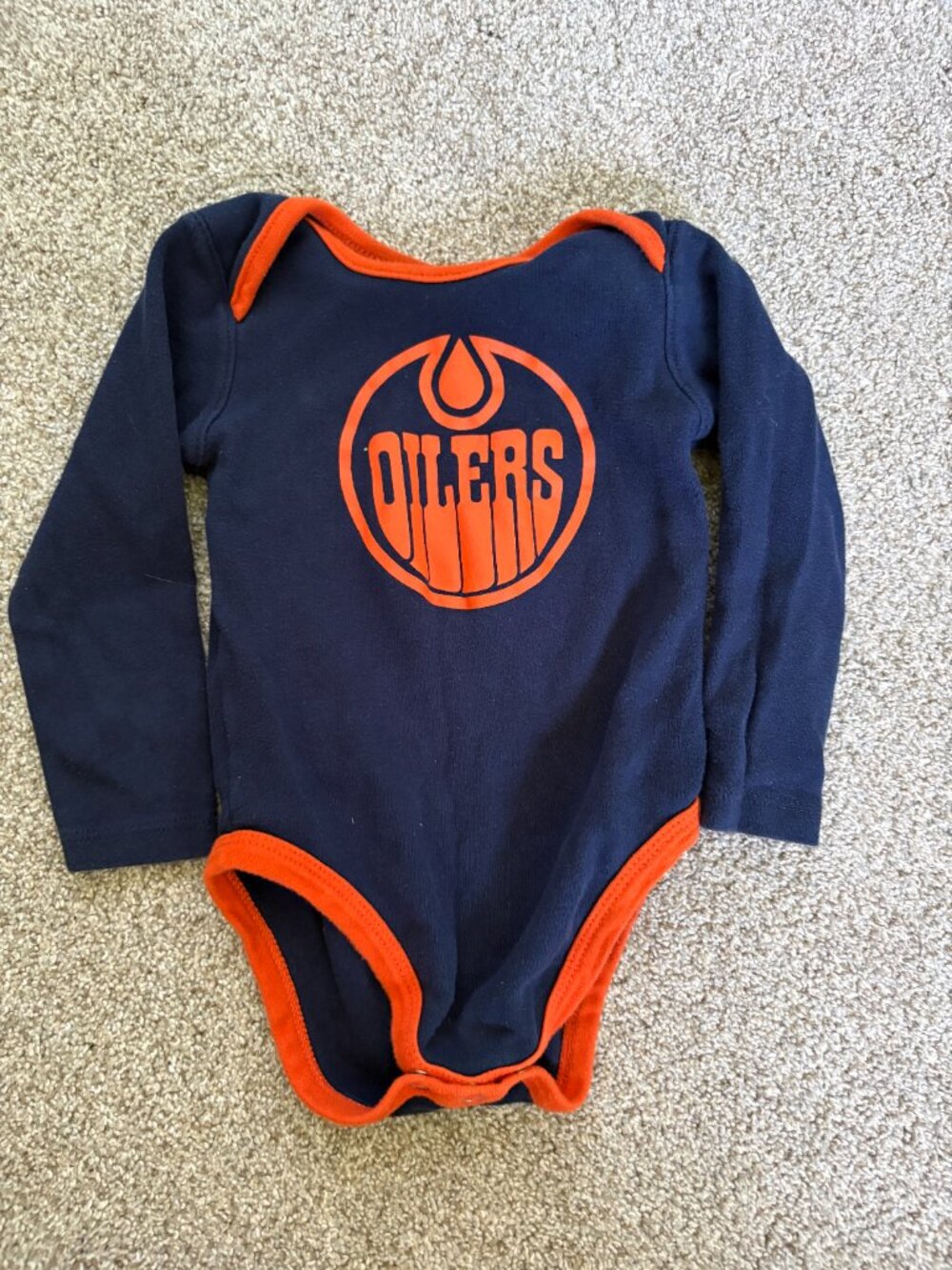 Baby NHL Edmonton Oilers Long Sleeve Bodysuit Blue Orange 24 months Hockey - Picture 2 of 7